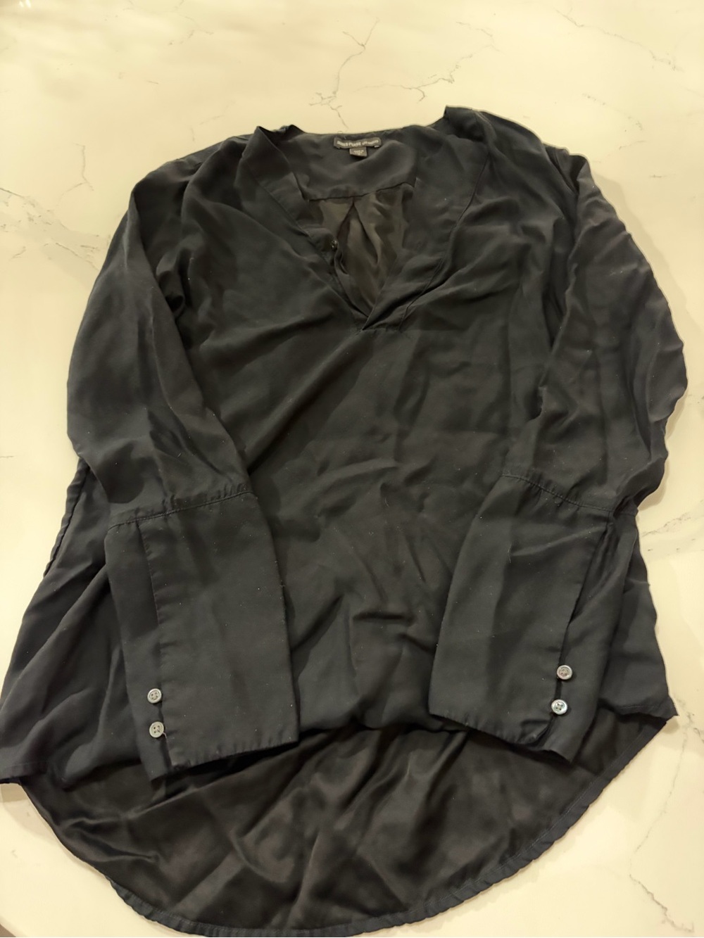 James Perse Black V-Neck Long-Sleeve Blouse